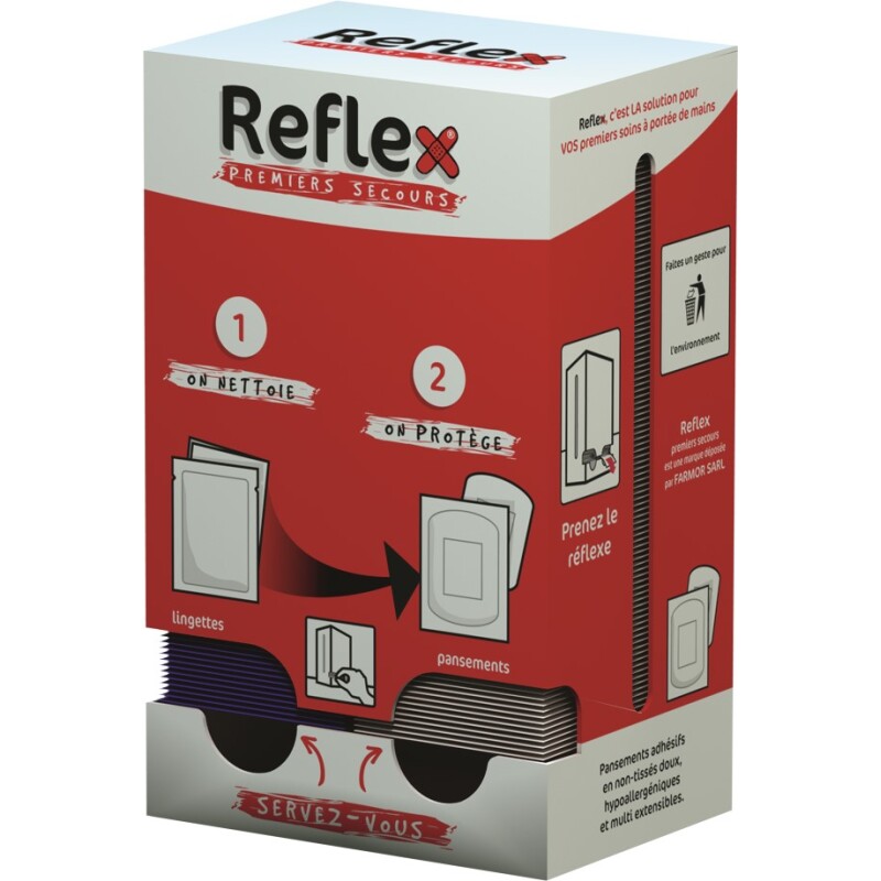 Distributeur de 100 pansements adhésifs et 50 lingettes nettoyantes en carton