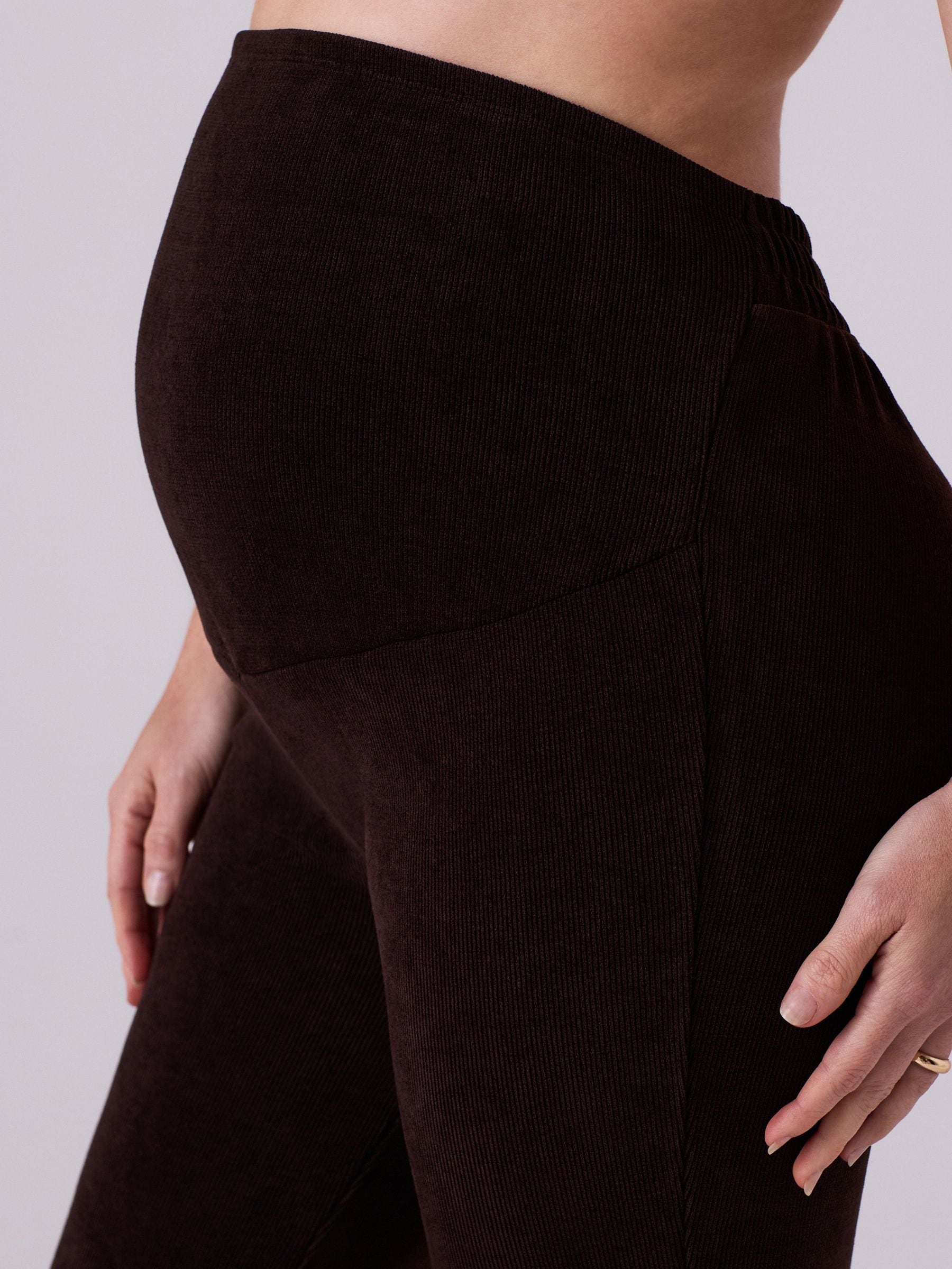 Chocoladebruin - Maternity Cord Flare Trousers