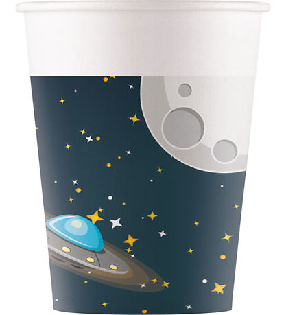 Decorata Party Pappbecher - 8er-Pack - 200 ml - Rakete Space