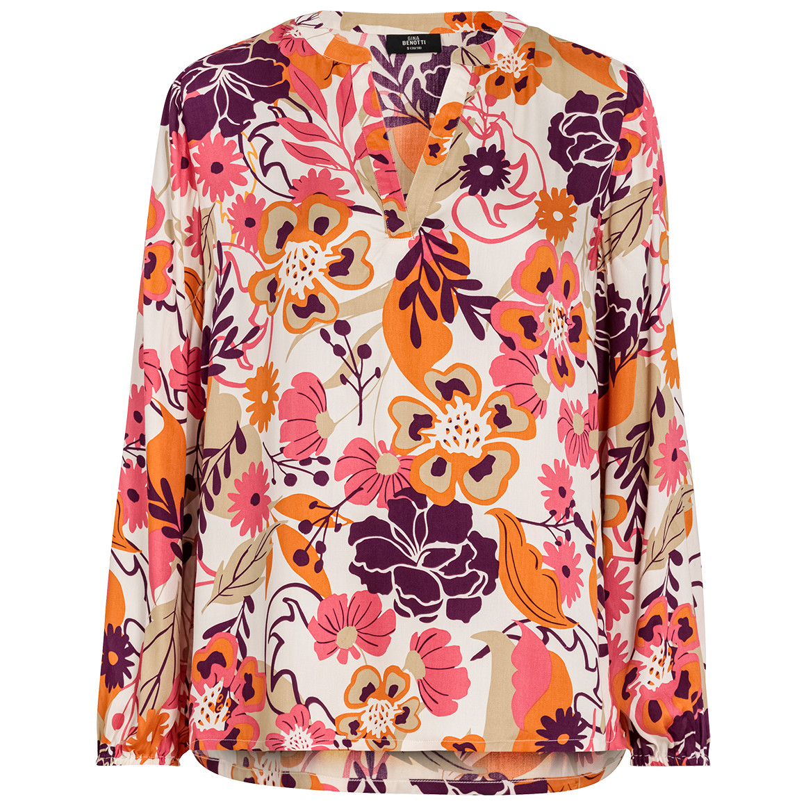Gina Benotti Damen Bluse mit Blumen-Allover pink / dunkellila / orange