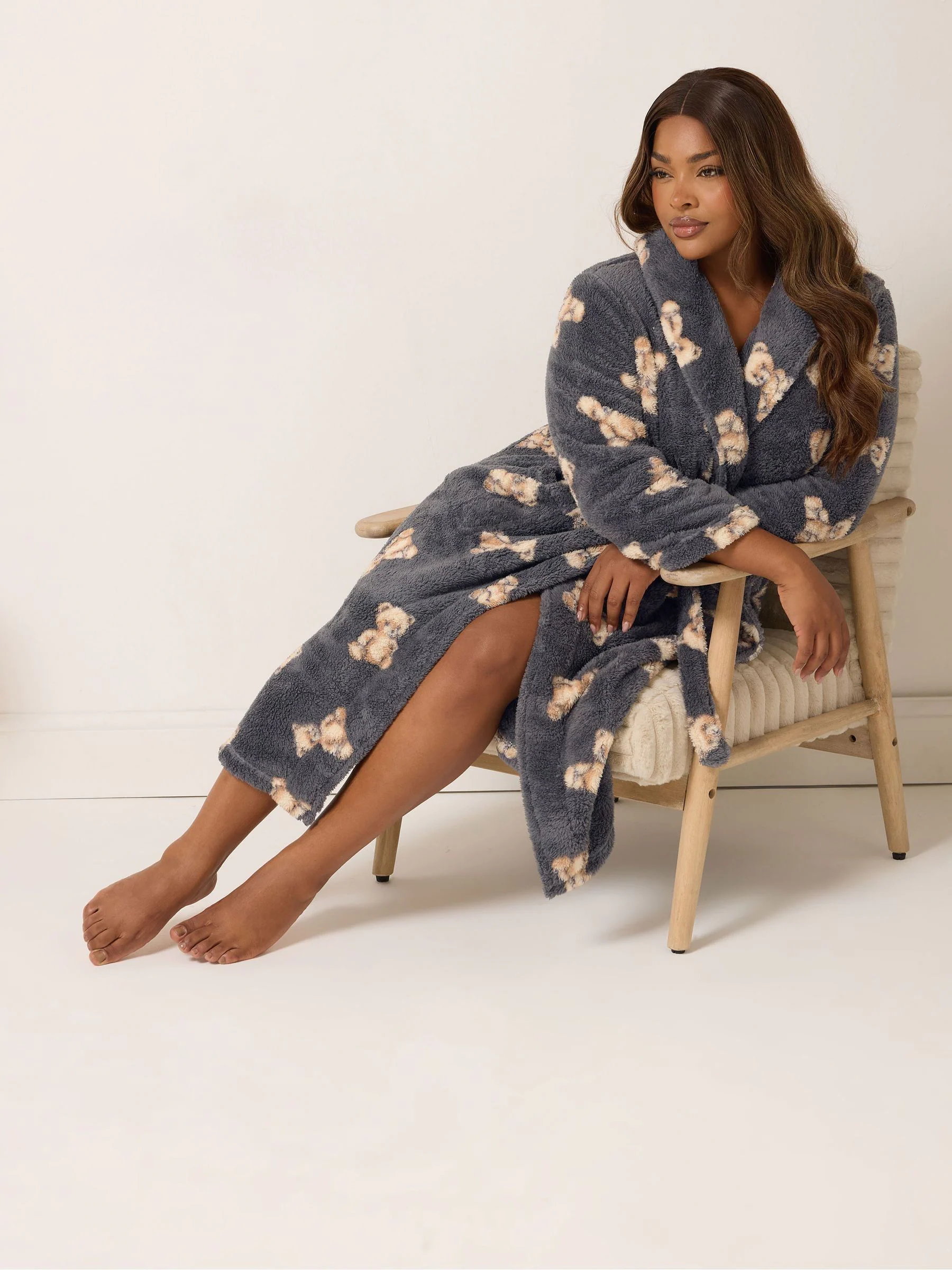 Yours Curve Fluffy Shawl Collar Robe