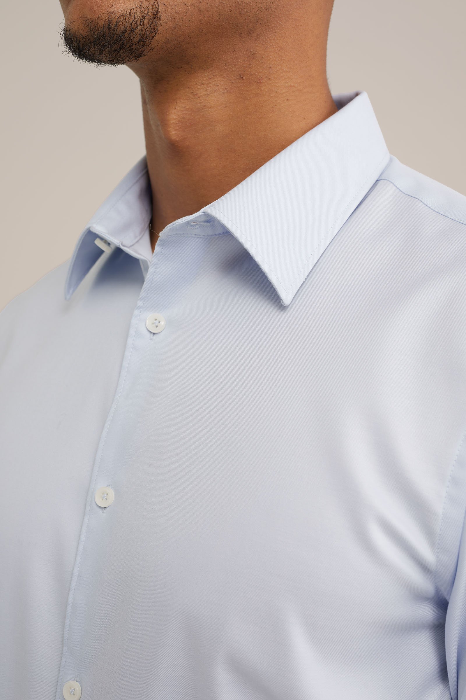 katoenen twill overhemd met stretch Van Gils Lichtblauw