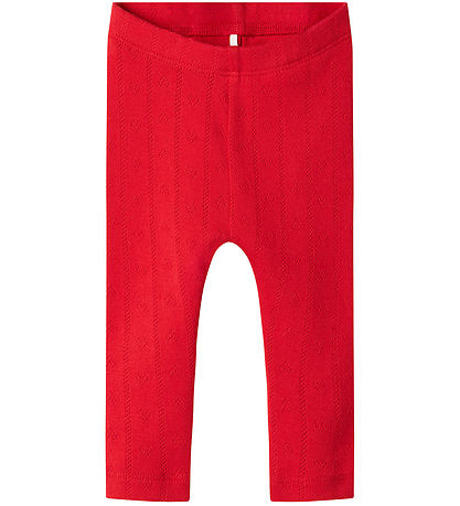 Name It Leggings - NbfDagnes - Chinesisches Rot m. Lochmuster