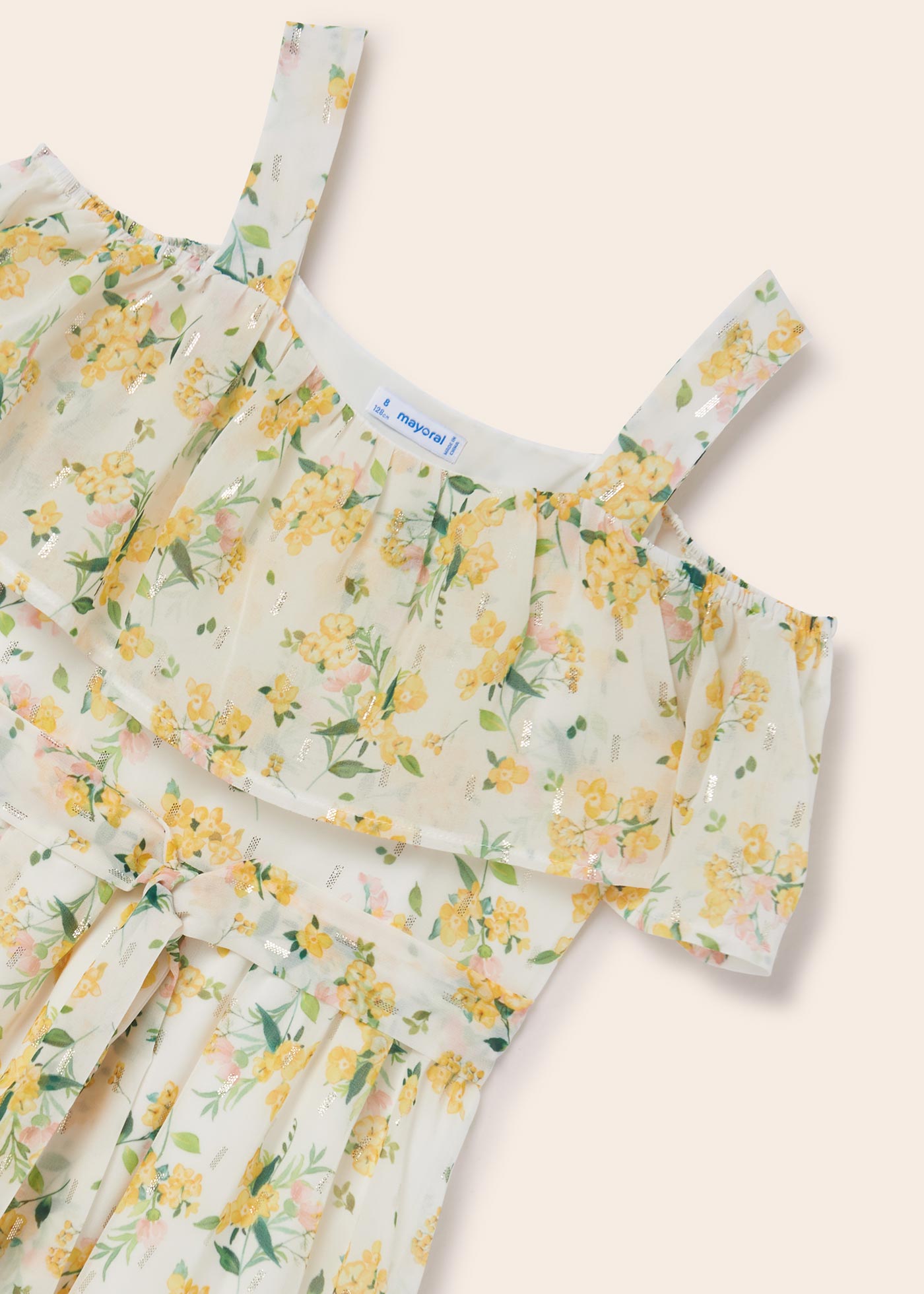 Vestido de chiffon com estampa floral para meninas