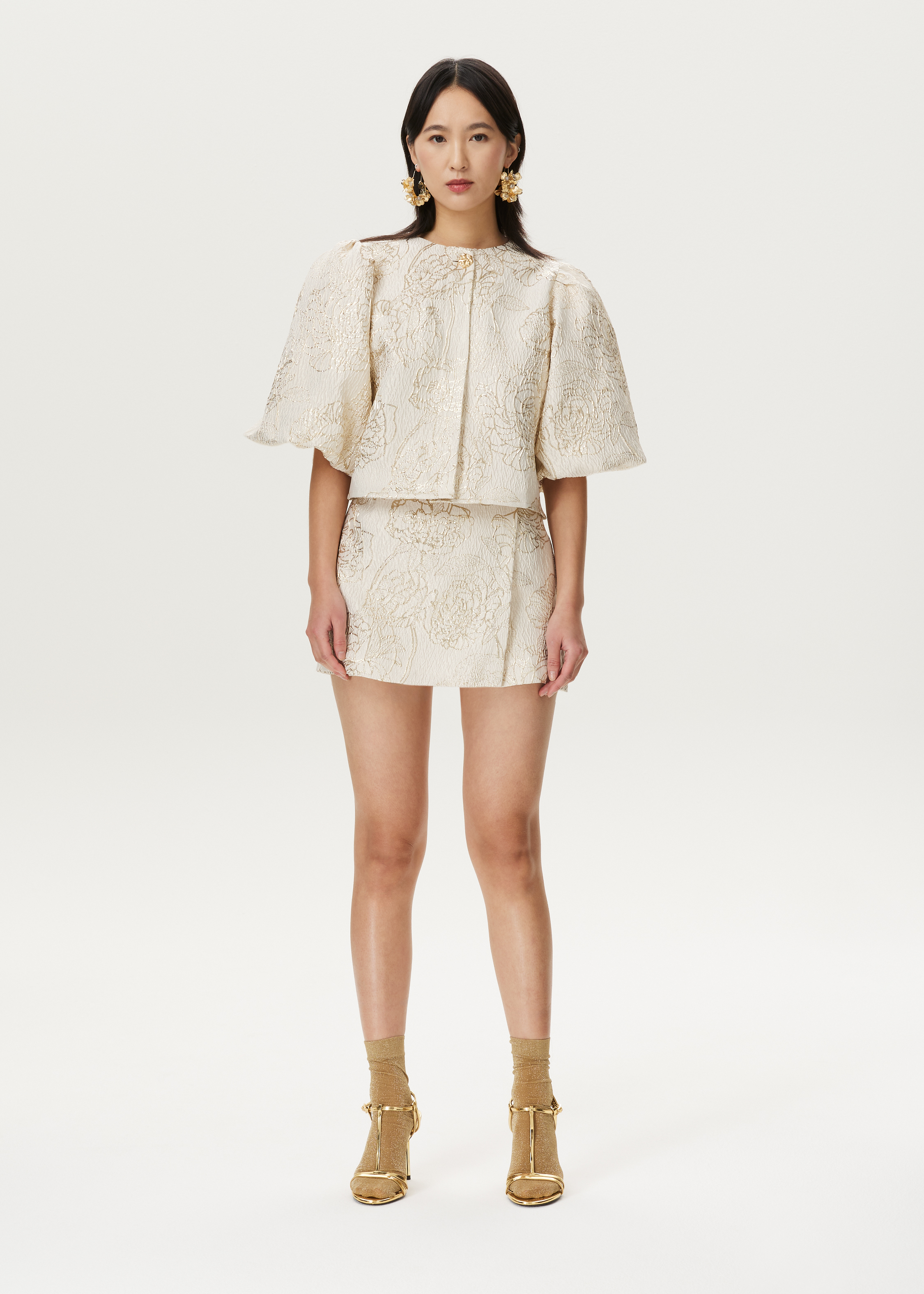 Skort jacquard met bloemen