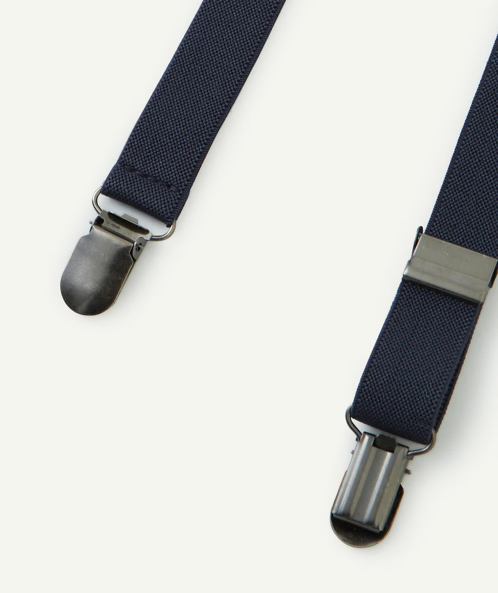 BRETELLES RÉGLABLES GARÇON BLEU MARINE ET MARRON