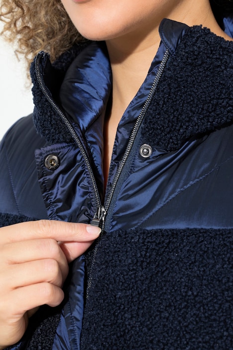 Jacke, Stepp/Teddyfleece, Kapuze, Zipptaschen