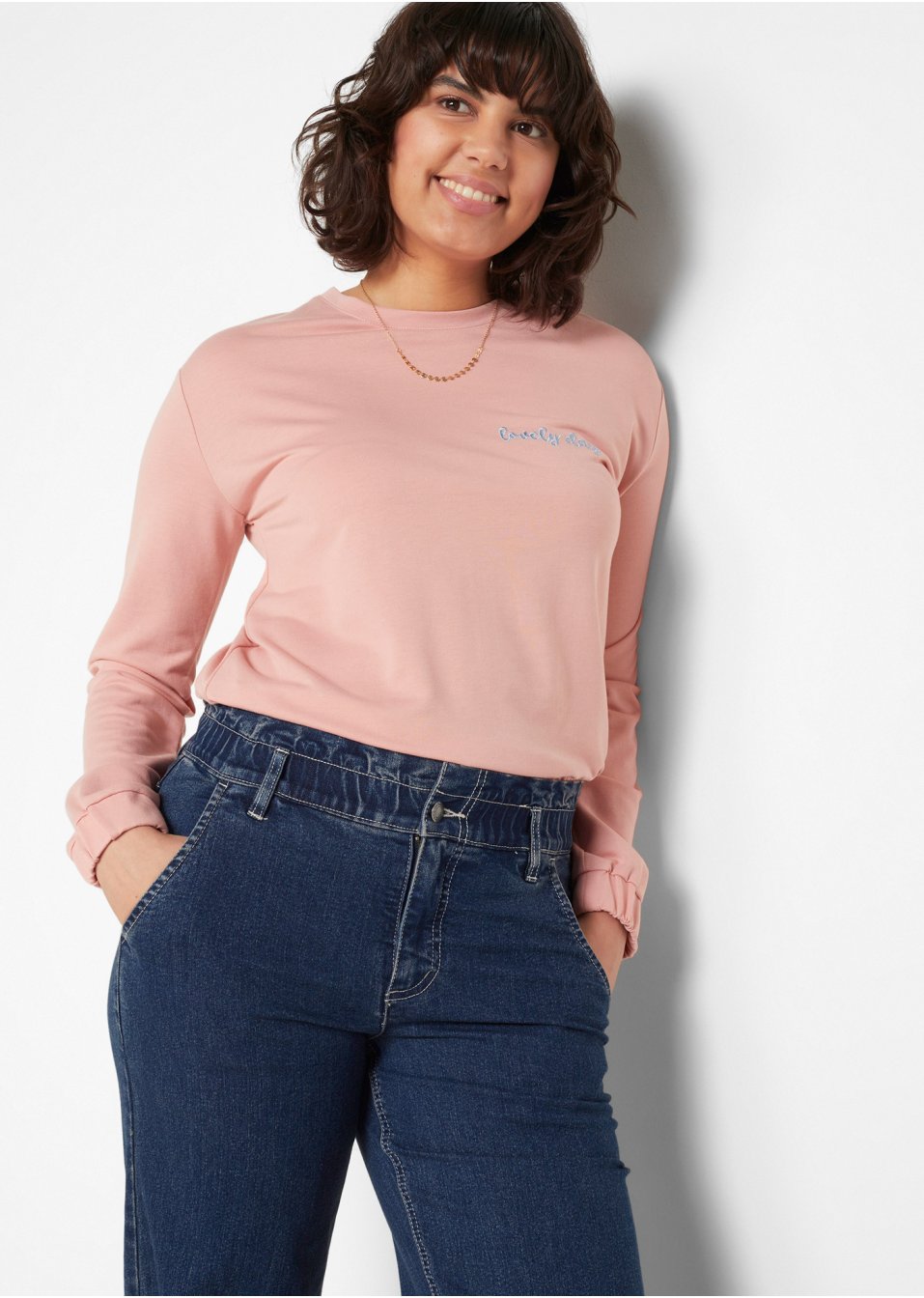 Jean paper bag taille haute, jambes larges