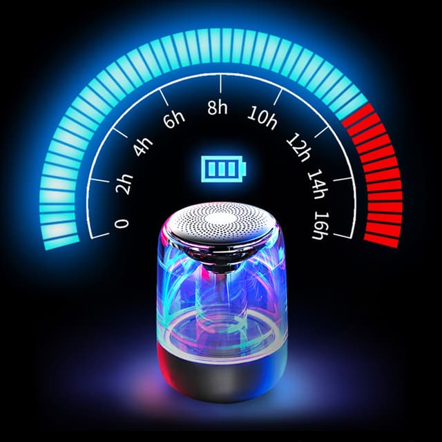 Bærbar Bluetooth 5.3-højttaler med LED-lys – gennemsigtigt design, trådløs lydoplevelse Sort