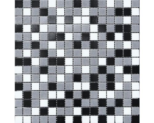 Glasmozaïek mix wit grijs zwart 30,5 x 32,5 cm