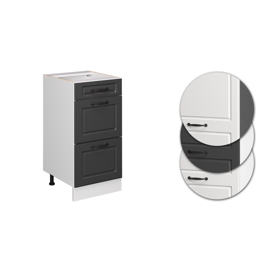 Vicco Schubladenunterschrank Küchenschrank Küchenzeile R-Line Landhaus 40 cm Weiß Anthrazit Schublade