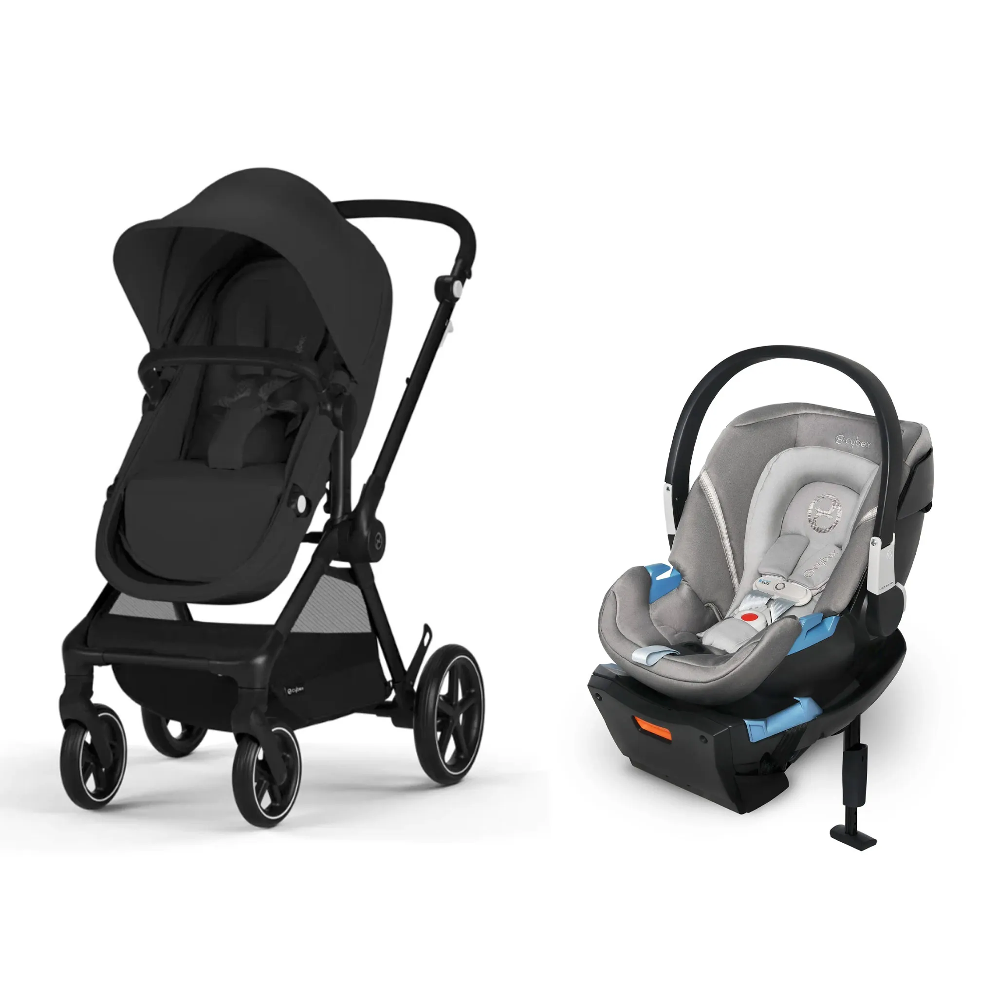 Cybex Poussette Eos + Siège d'Auto Cybex Aton2 avec Sensorsafe - Gris Manhattan