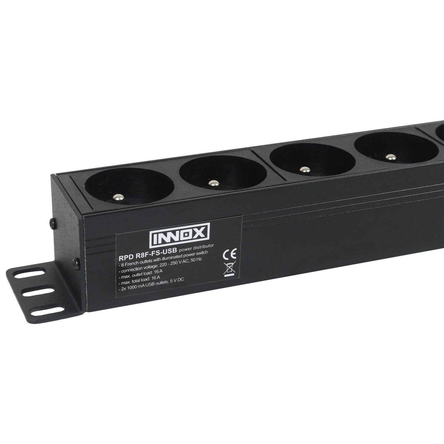 Innox RPD R8F-FS-USB 19 inch stroomverdeler met USB penaarde