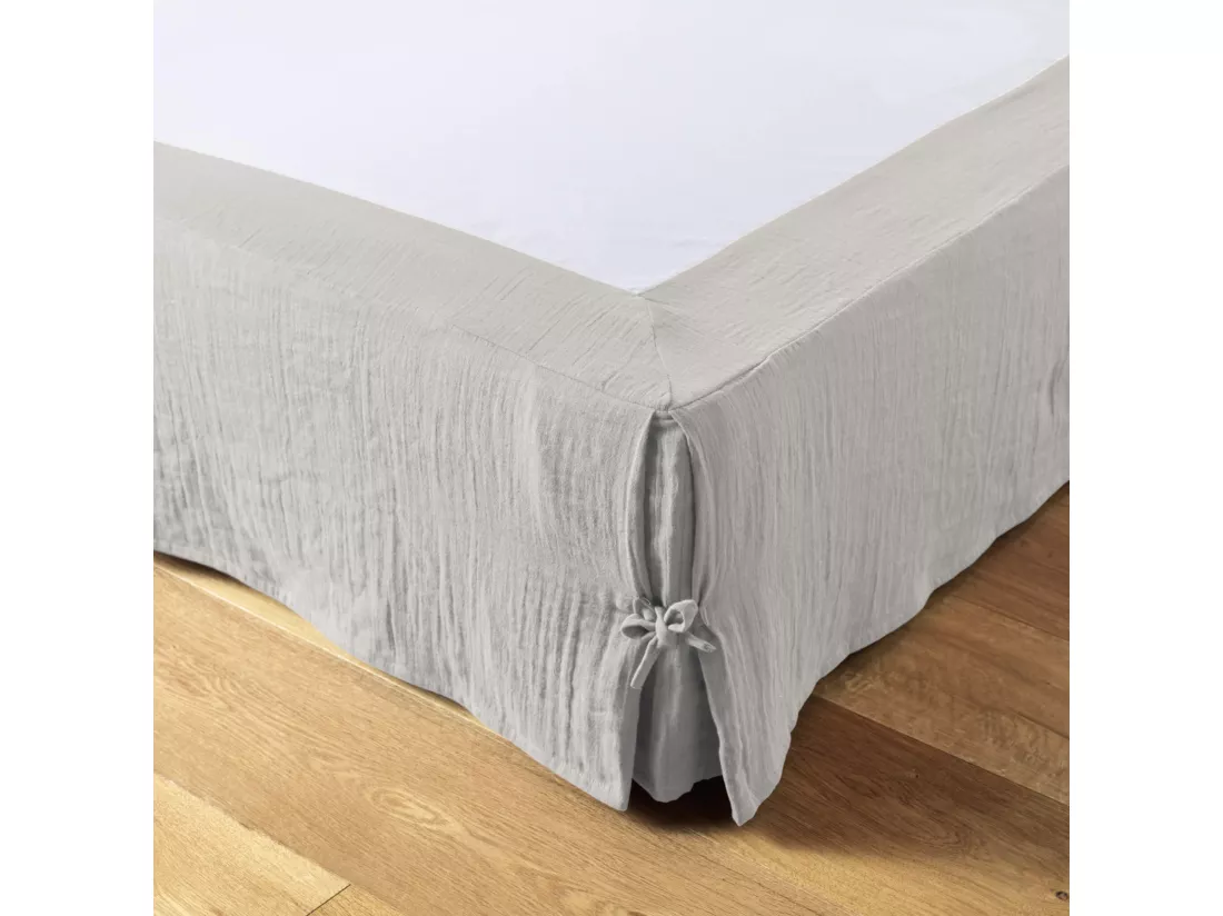 Cache sommier double gaze de coton gris 90x190 cm