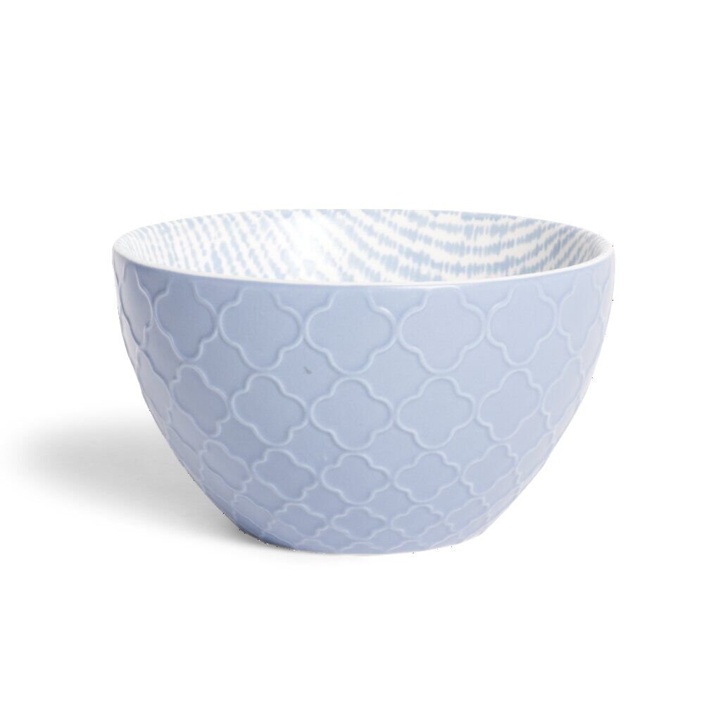 Coupelle porcelaine motif tissé blanc et bleu pastel Ø13xH7,2cm