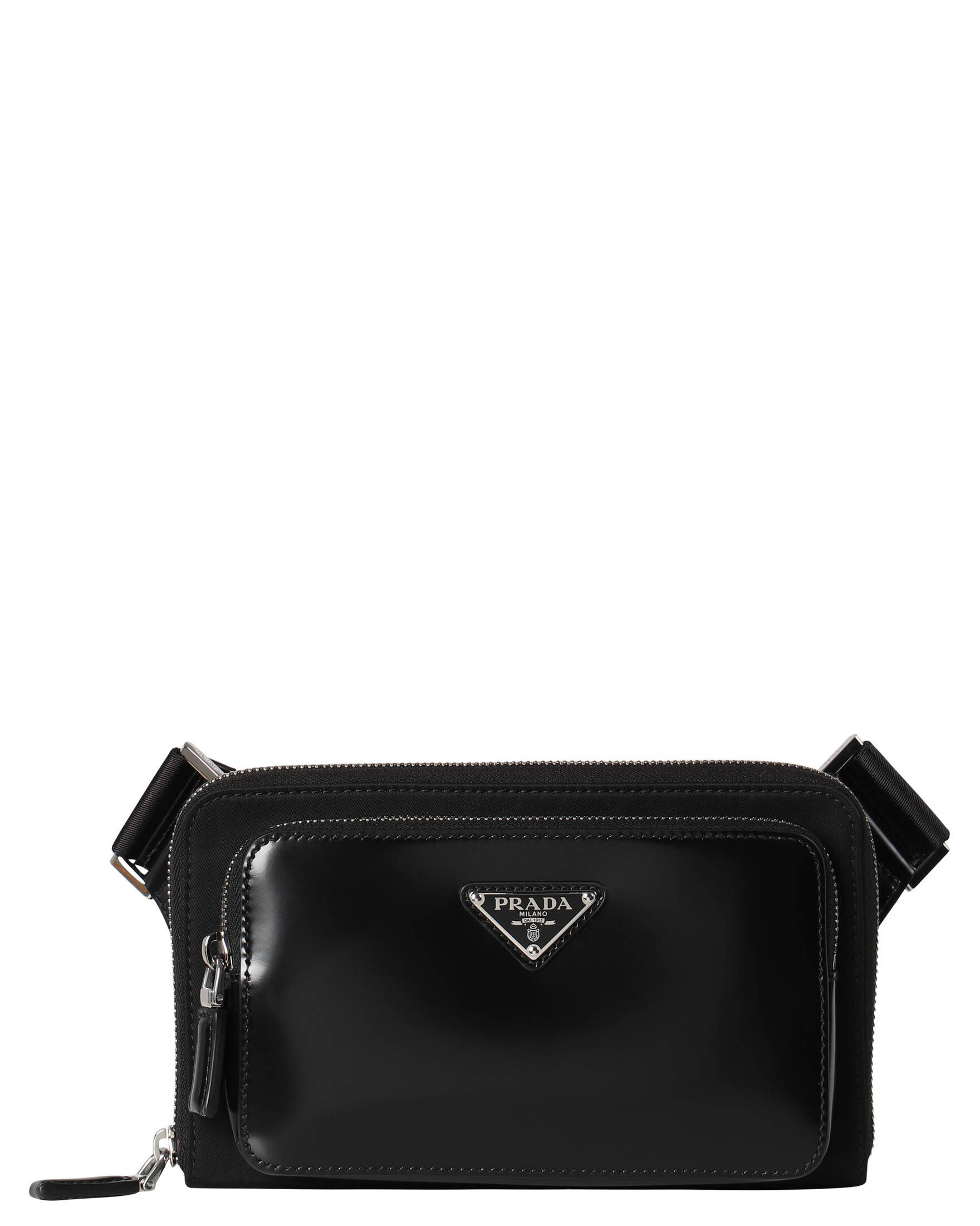 Prada| Herren Schultertasche aus Re-Nylon und gebürstetem Leder