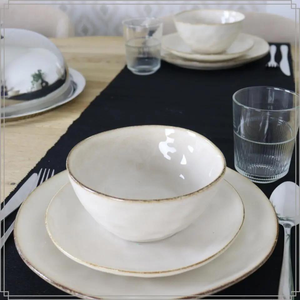 OTIX Serviesset 18-delig Bordenset 6-persoons Beige 21cm Keramiek MAPLE
