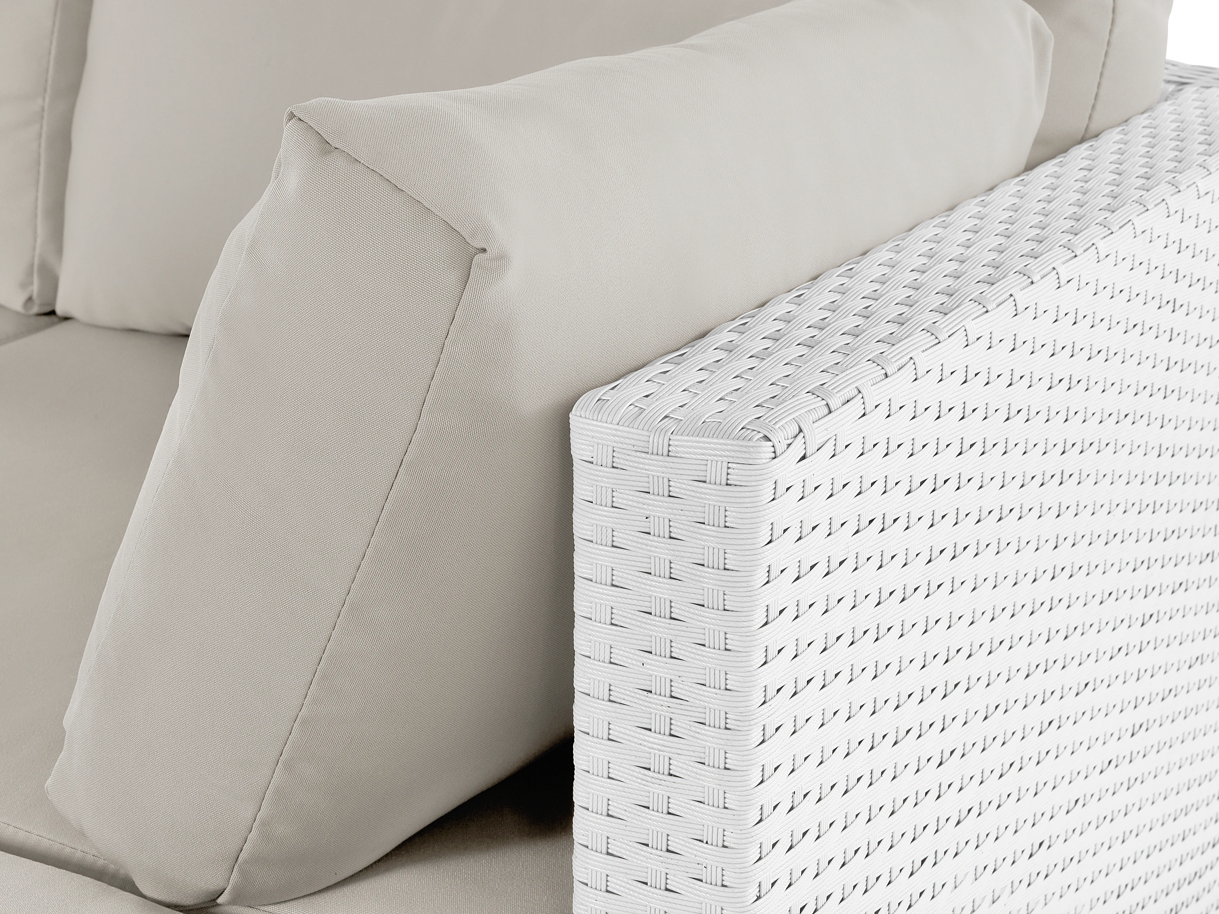 Tuin hoekloungeset met tafel 4-zits SANO linkszijdig modulair PE rotan Wit
