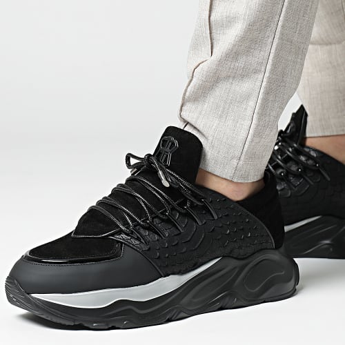 Baskets Phoenix Runner Cut-Matt Nappa Black Python