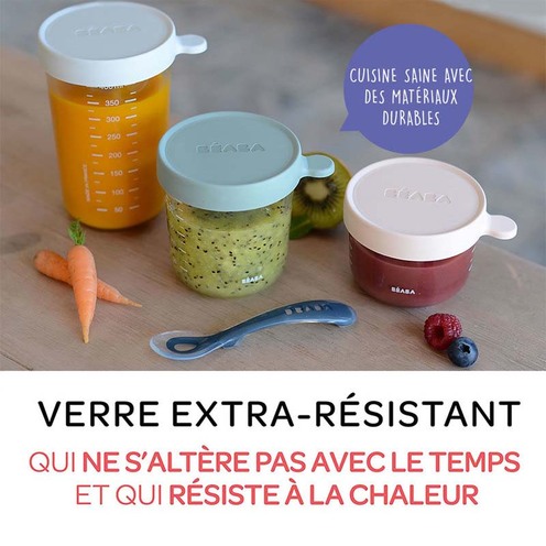 Coffret 4 portions verre Bleu/Jaune - BEABA