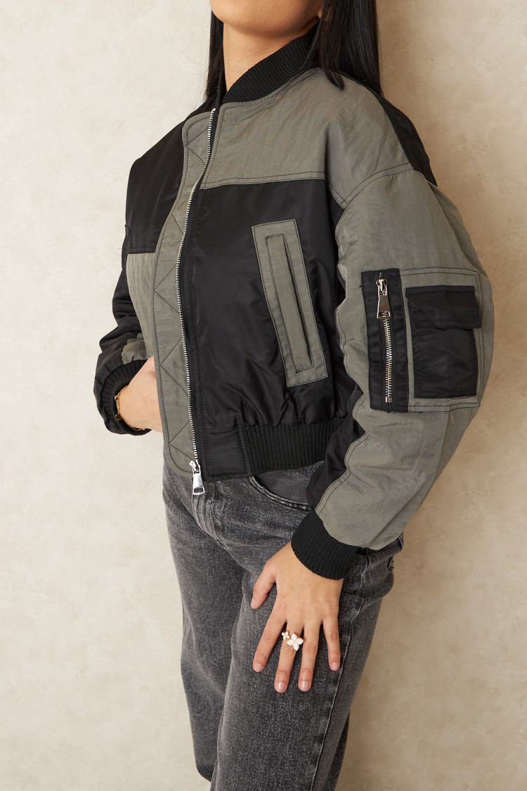 Bomber bicolor noir et gris
