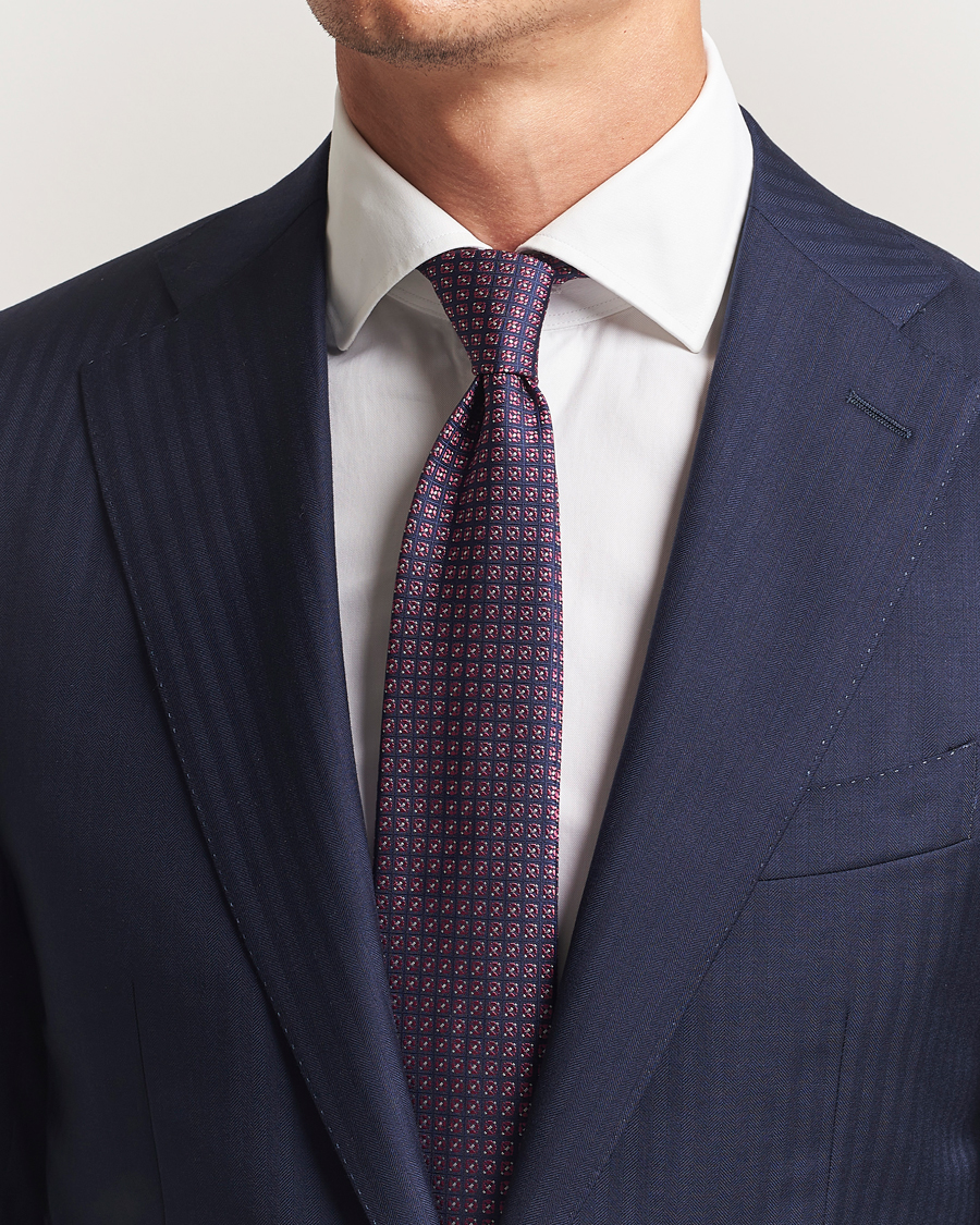 Canali Jacquard Silk Tie Navy/Pink