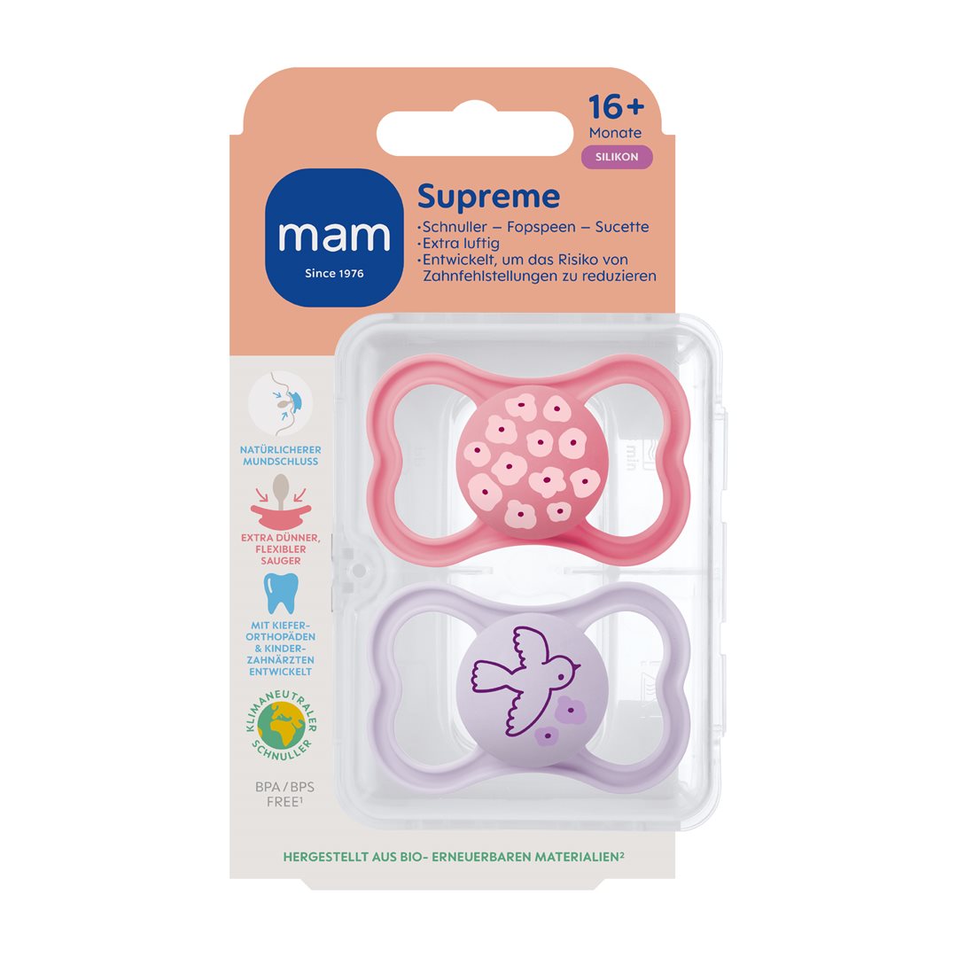 MAM Supreme Nuggi<br>2 Stück, Silikon 16-36 Monate