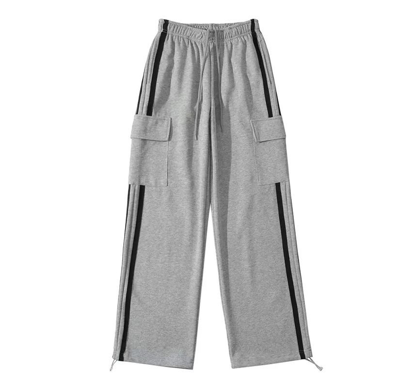 Florentine - Gestreepte cargo-joggingbroek met trekkoord en wijde pijpen
