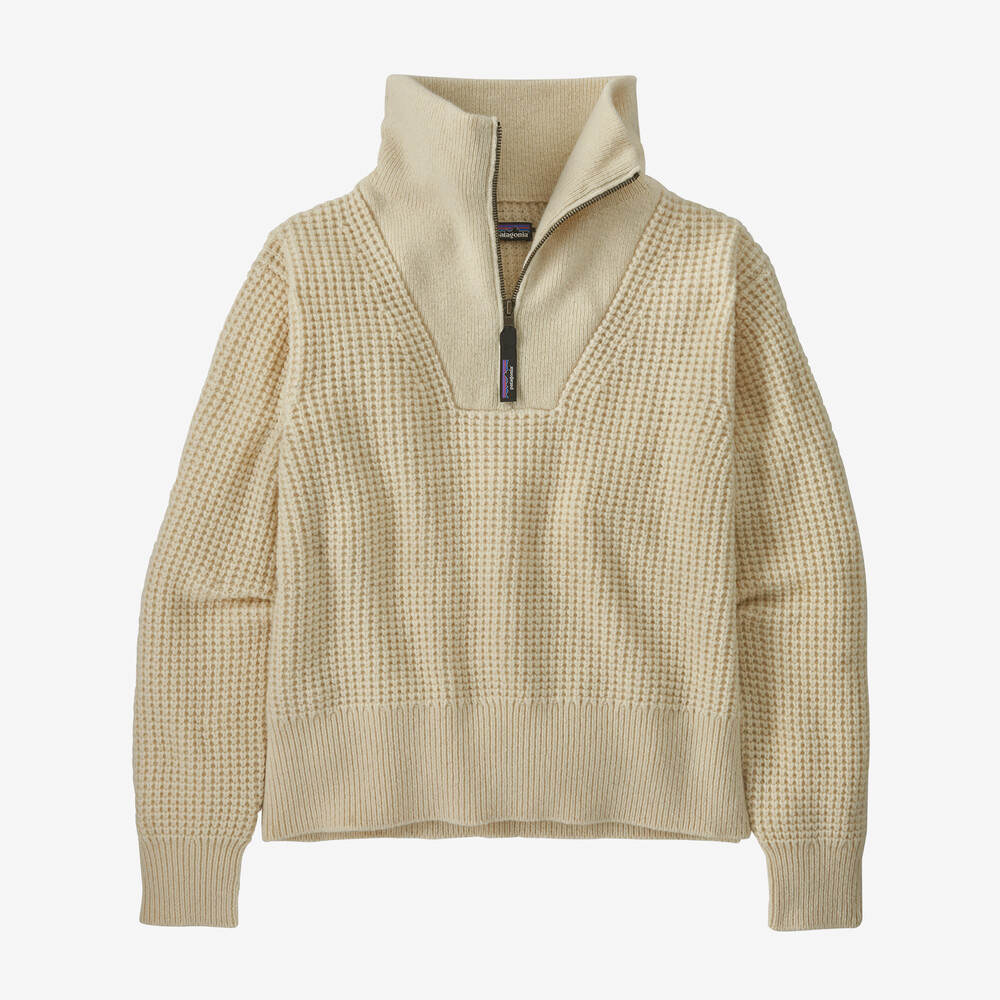 Damenpullover aus recyceltem Wollmischgewebe mit 1/4-Reißverschluss