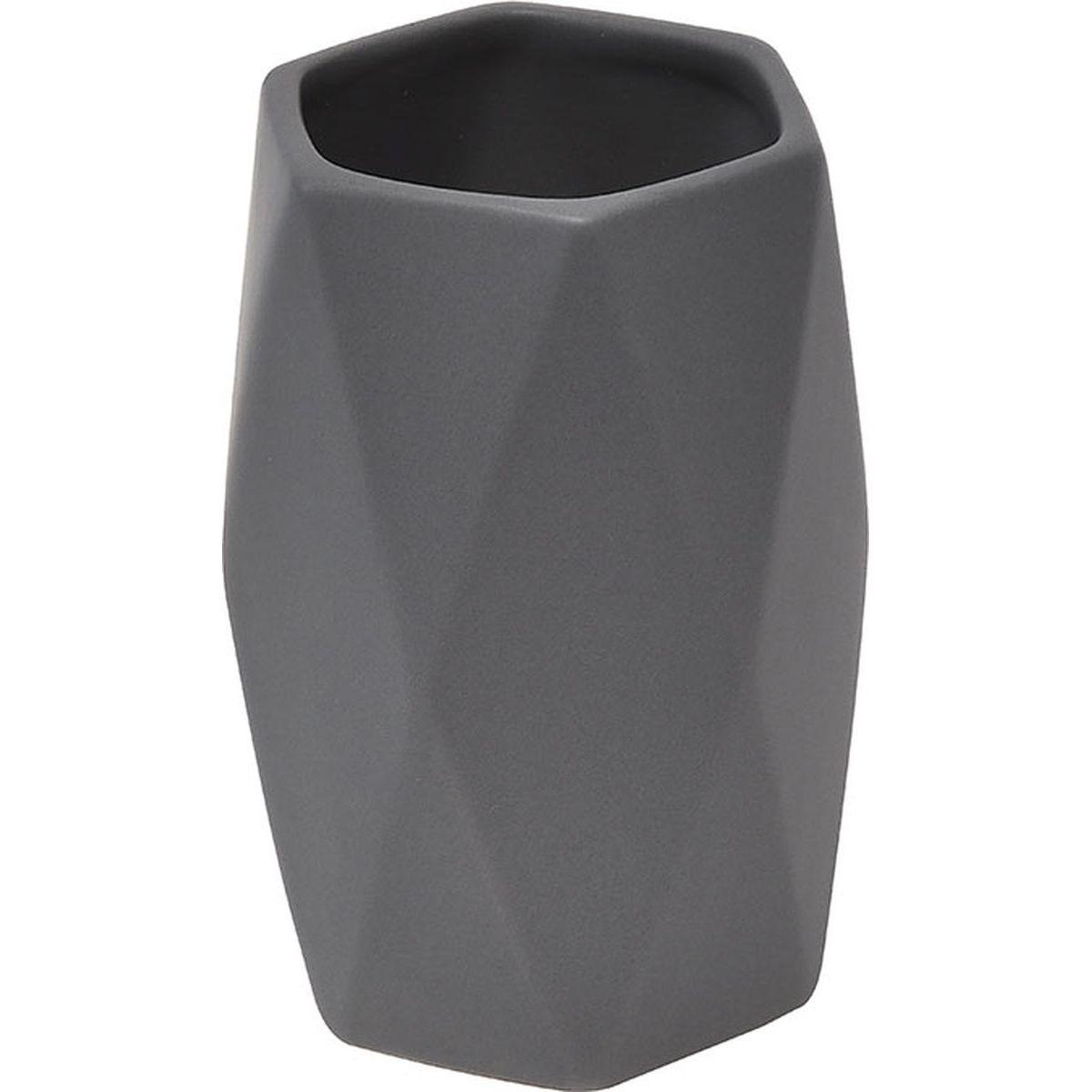 GOBELET GRES FORME LOSANGE GRIS FONCE