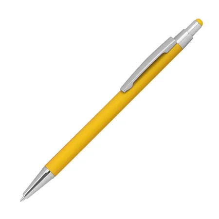 Macma Touchpen Kugelschreiber aus Metall, gummiert, gelb, 10 Stück