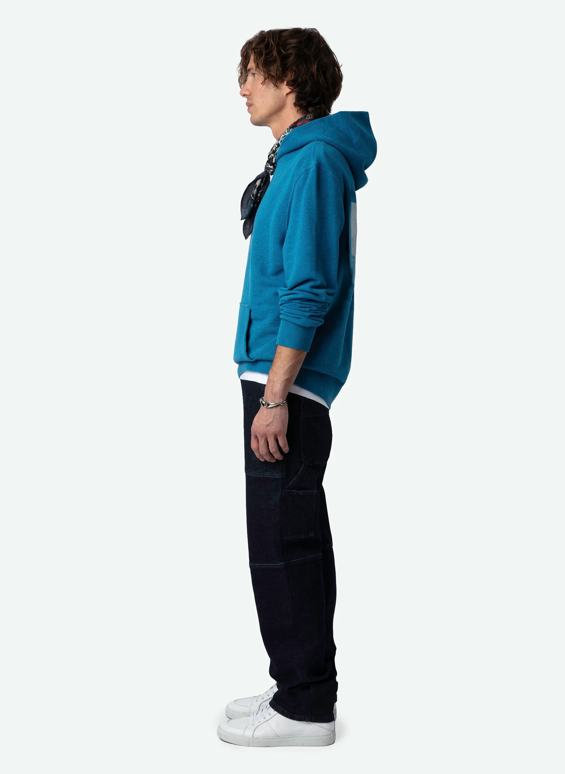 SANCHI - Sweatshirt oversize à capuche en coton mélangé | Bleu