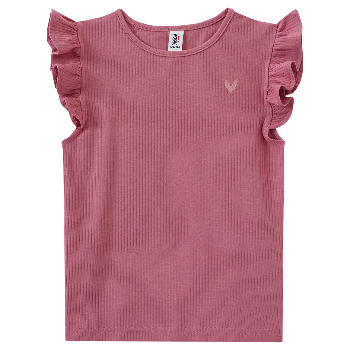 Yigga Mädchen T-Shirt mit Ripp-Struktur himbeer