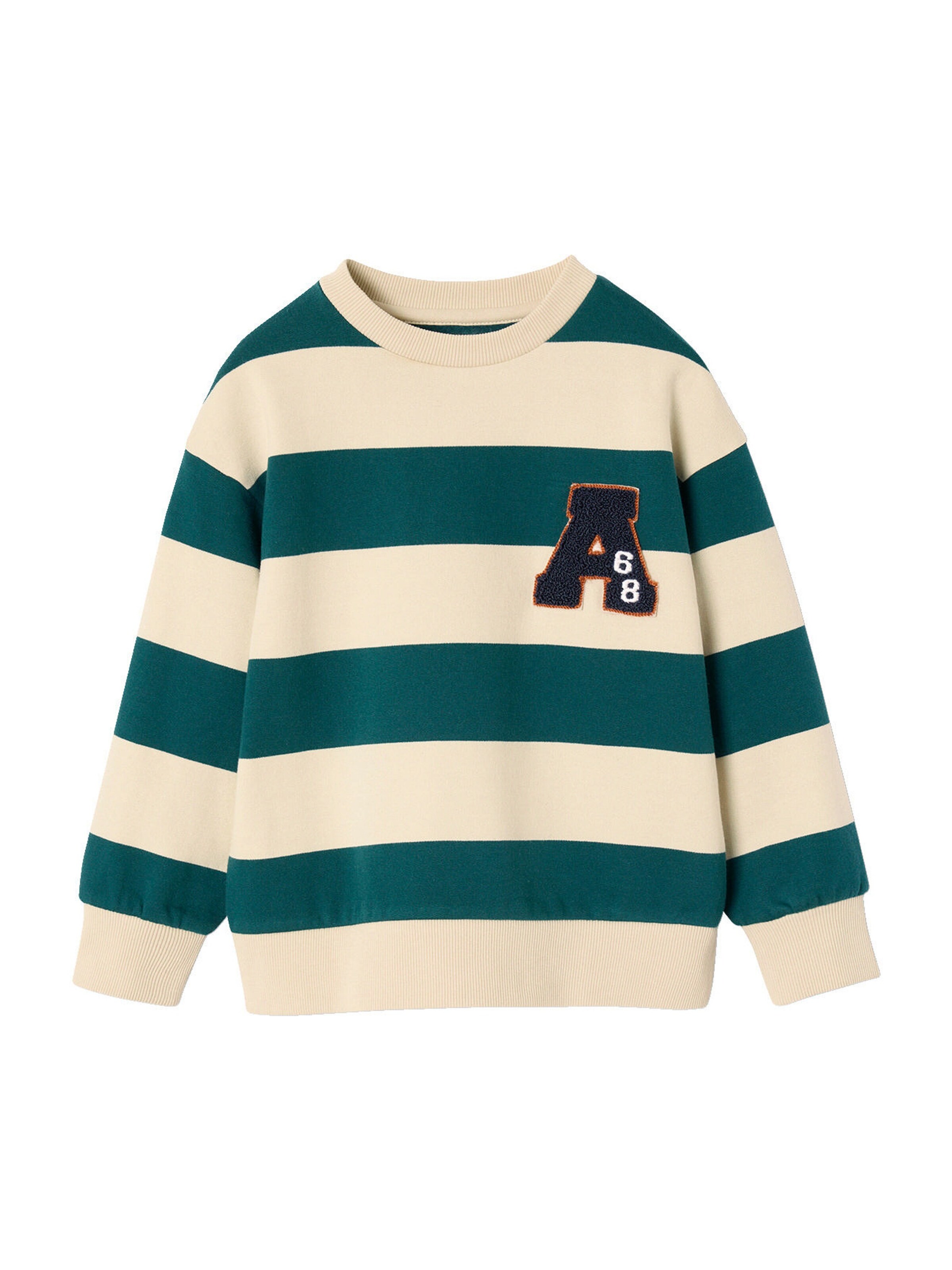 Vertbaudet Jungen Sweatshirt mit Frottee-Patch smaragdgrün