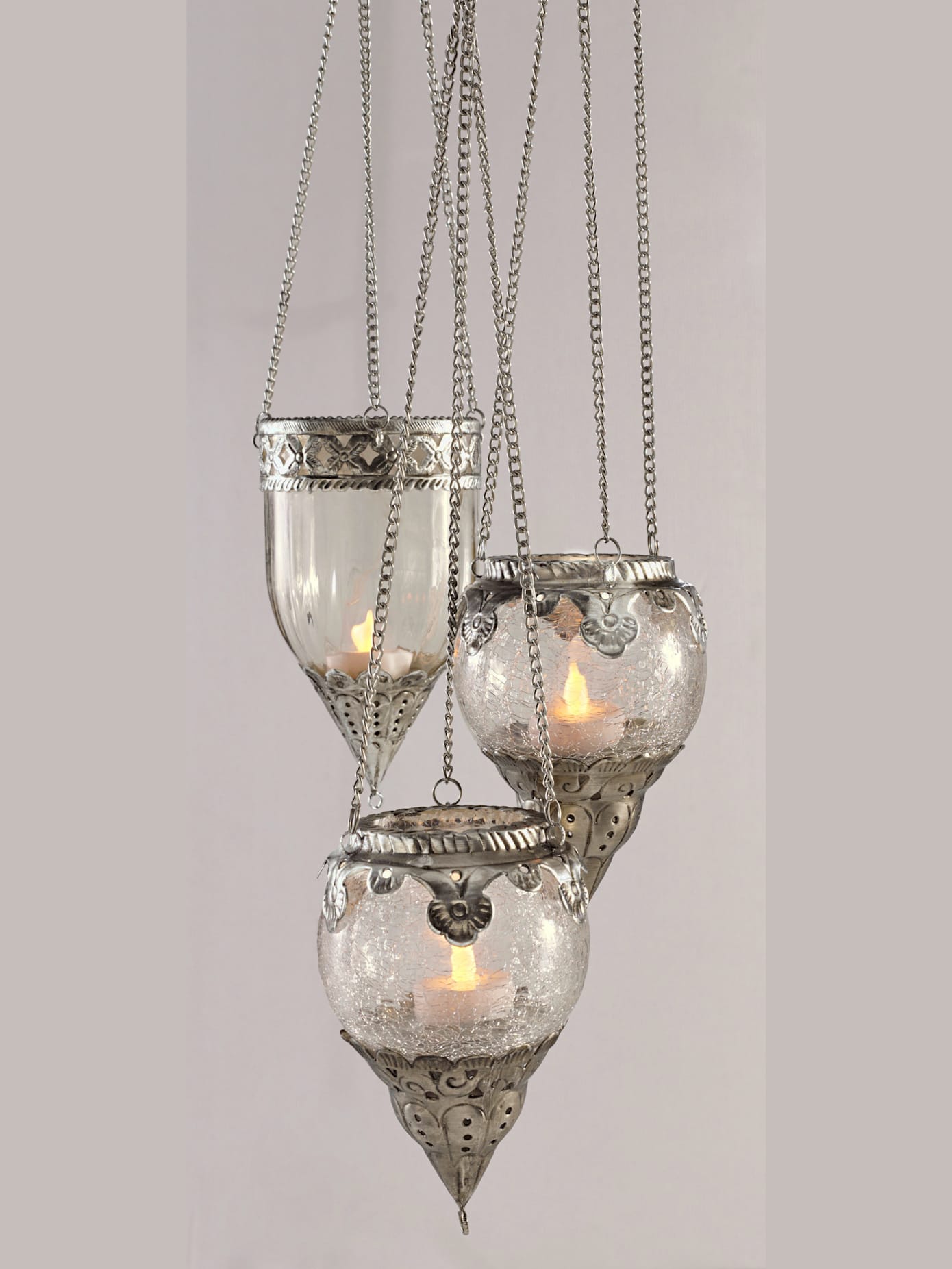 Panier suspendu pendentif en verre