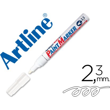 Marqueur artline permanent paint marker 400 pointe moyenne conique 2.3mm encre pigmentée base d'huile coloris blanc