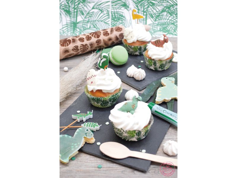 ScrapCooking Zuckerdekore Dino 6 Stück Süsse Landschaftsdekorationen mit Dinosauriermotiven