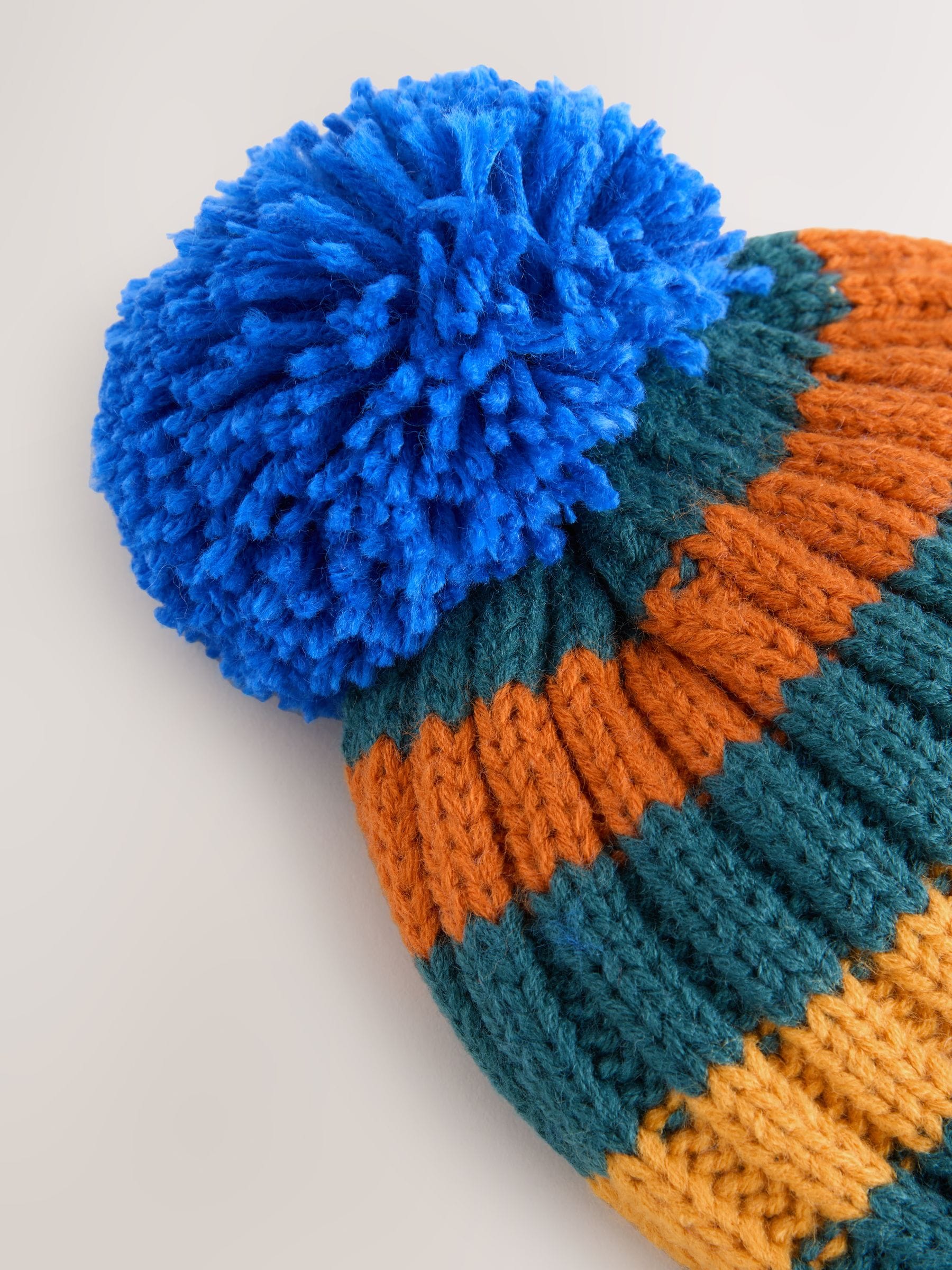 Meerdere kleuren - 2 -delige Set met geborduurde Pompon Muts en Wanten (3mnd -10jr)