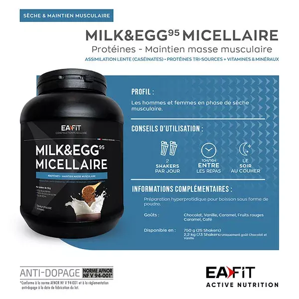 Água Micelar Eafit Milk & Egg 95, Sabor Chocolate, 2,2kg