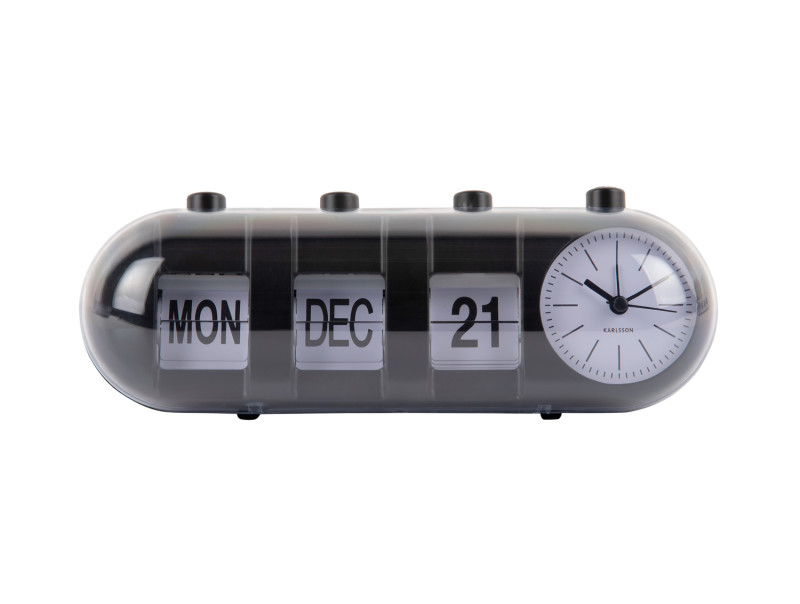 Alarm Clock Retro Tube Calendar Flip KA6045BK Black