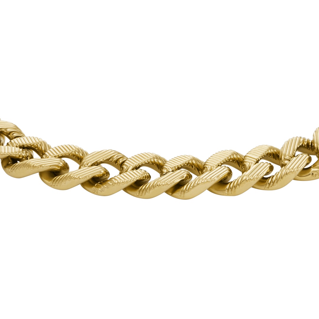 Fossil Harlow Armband Linear Texture Chain Goldig