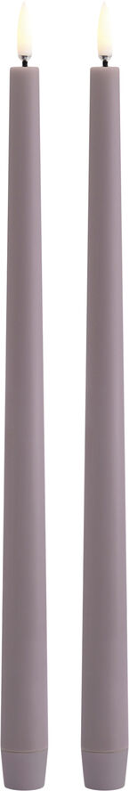 Uyuni LED taper candle, Light lavender, Smooth, 2,3x32 cm / 2-pack Light lanvender