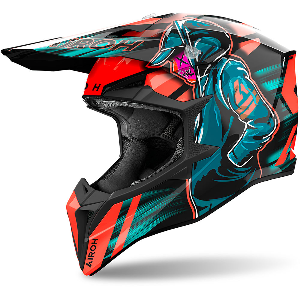 Airoh - Casque Wraaap Cyber Noir / Orange / Bleu / Vert / Brillant