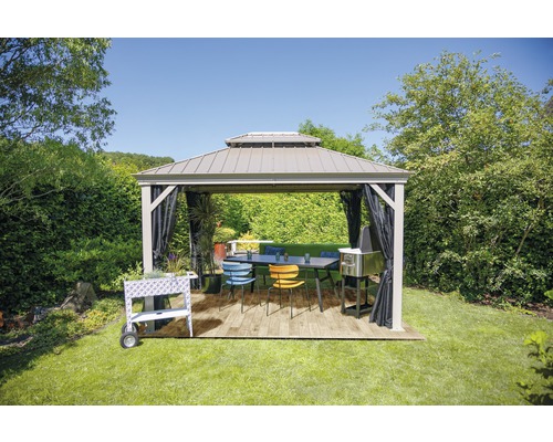 SOJAG Messina paviljoen 12x16 inclusief klamboe 473 x 353 cm champagne