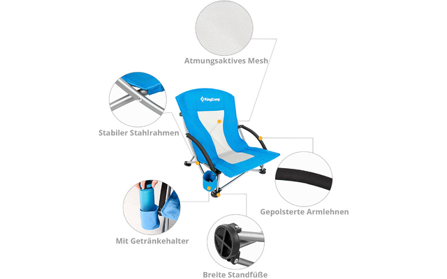 KingCamp Beach Chair bequemer Faltstuhl mit Liegestuhl-Komfort