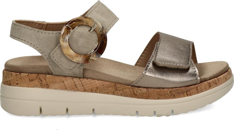 Nelson Flex suède sandalen met sleehak beige