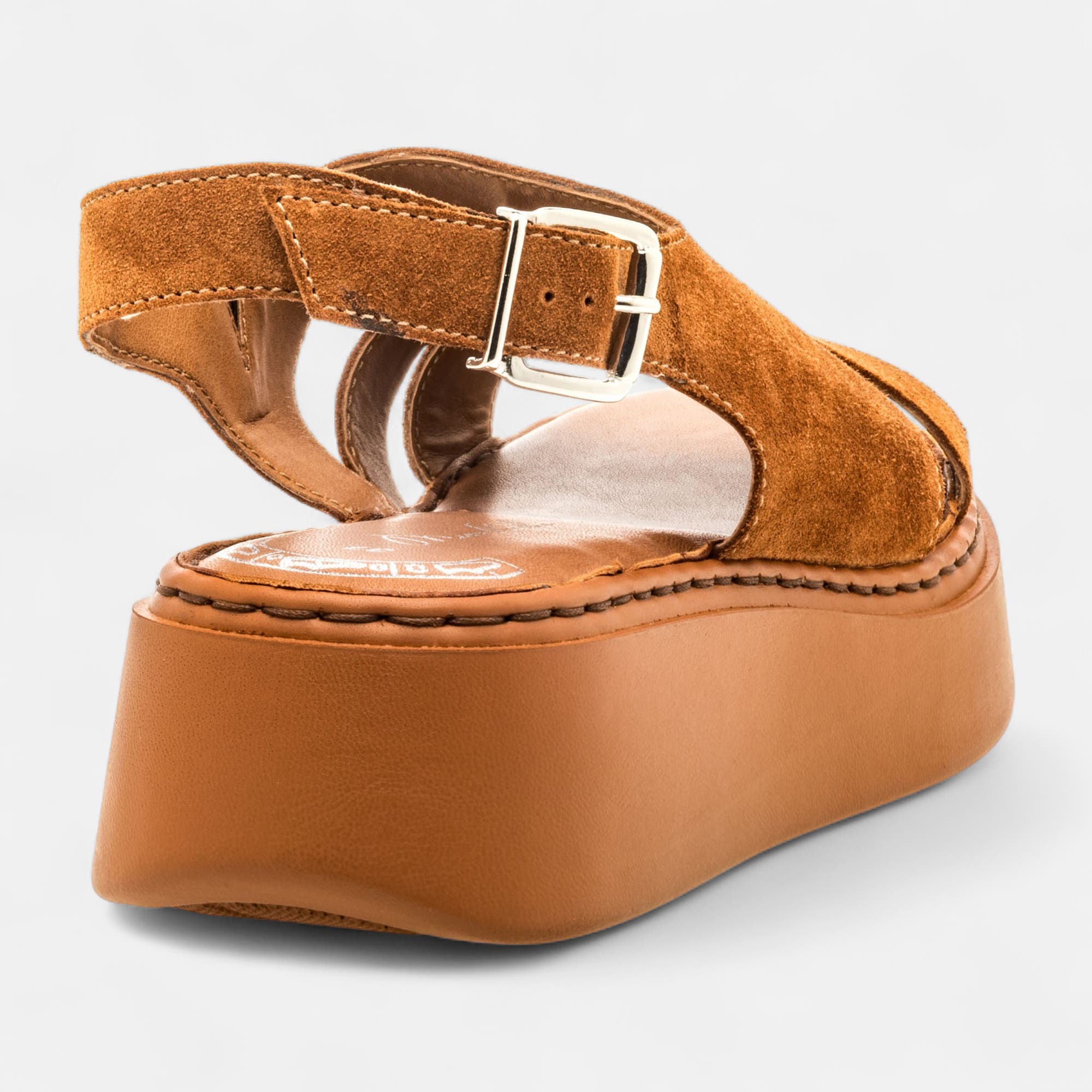 Sandales Femme en cuir cognac