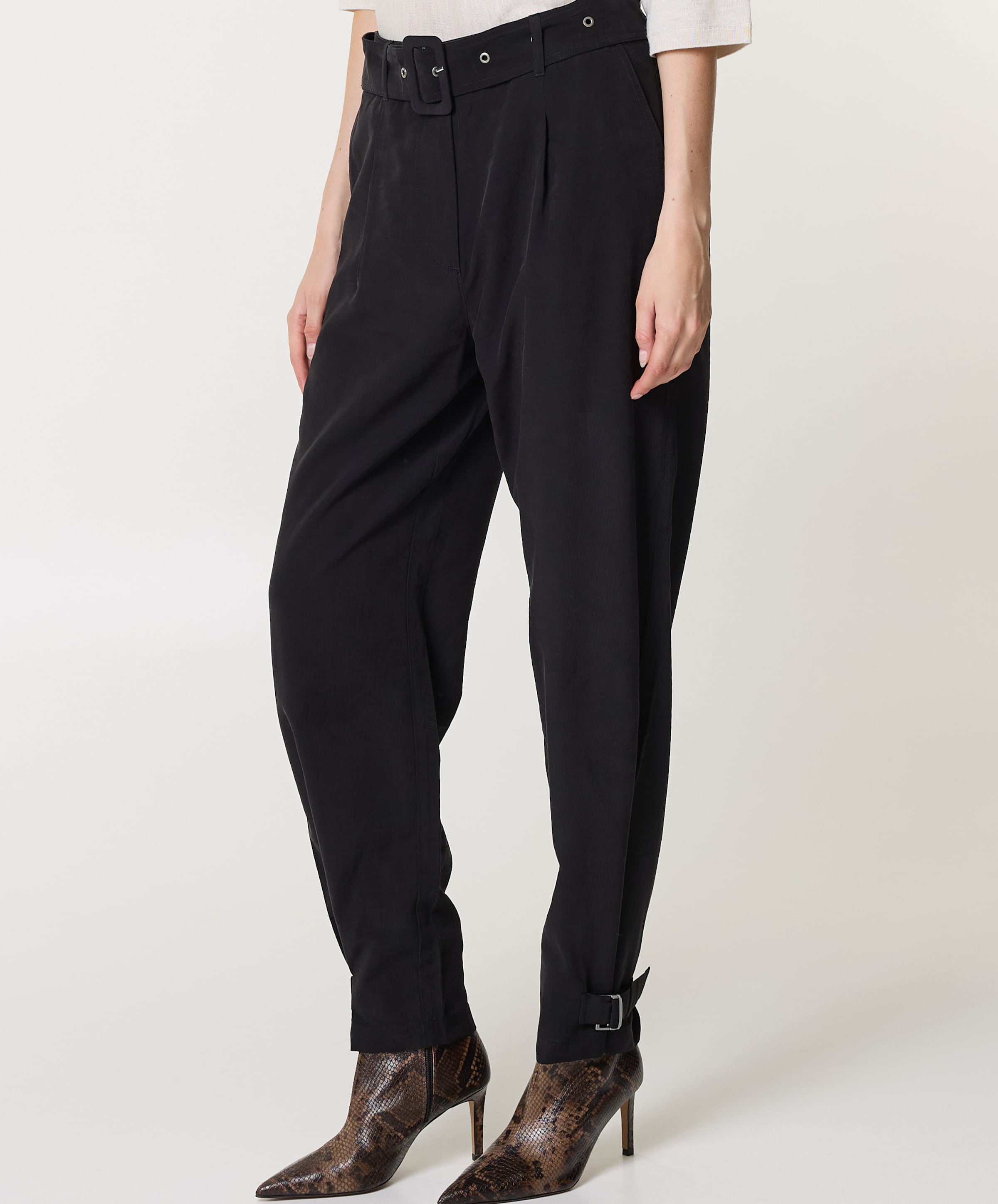 YAYA Bandjes bij de zoom dames broek zwart