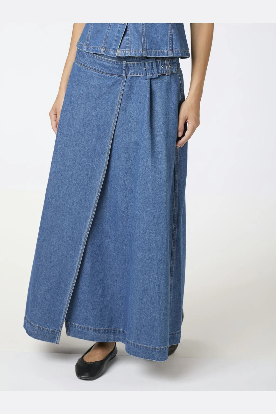 Neo Noir Nina Wrap Denim Skirt