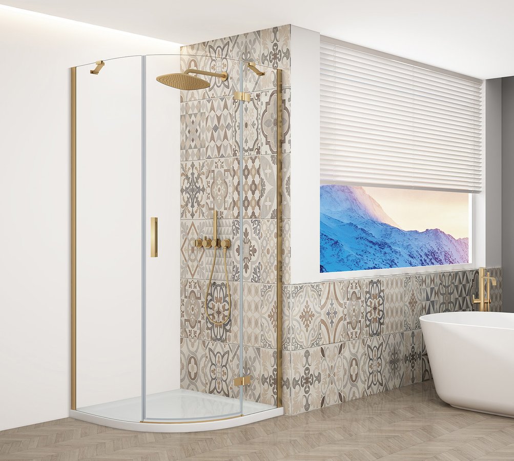 Gelco Trinity kwartronde douchecabine 90x90cm rechts helder glas goud